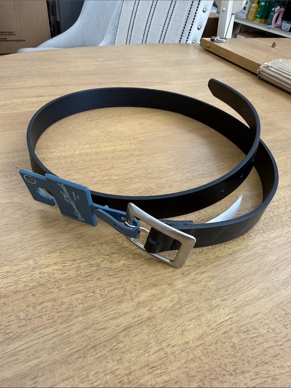 Universal Thread Black Leather Belt with Silver Buckle